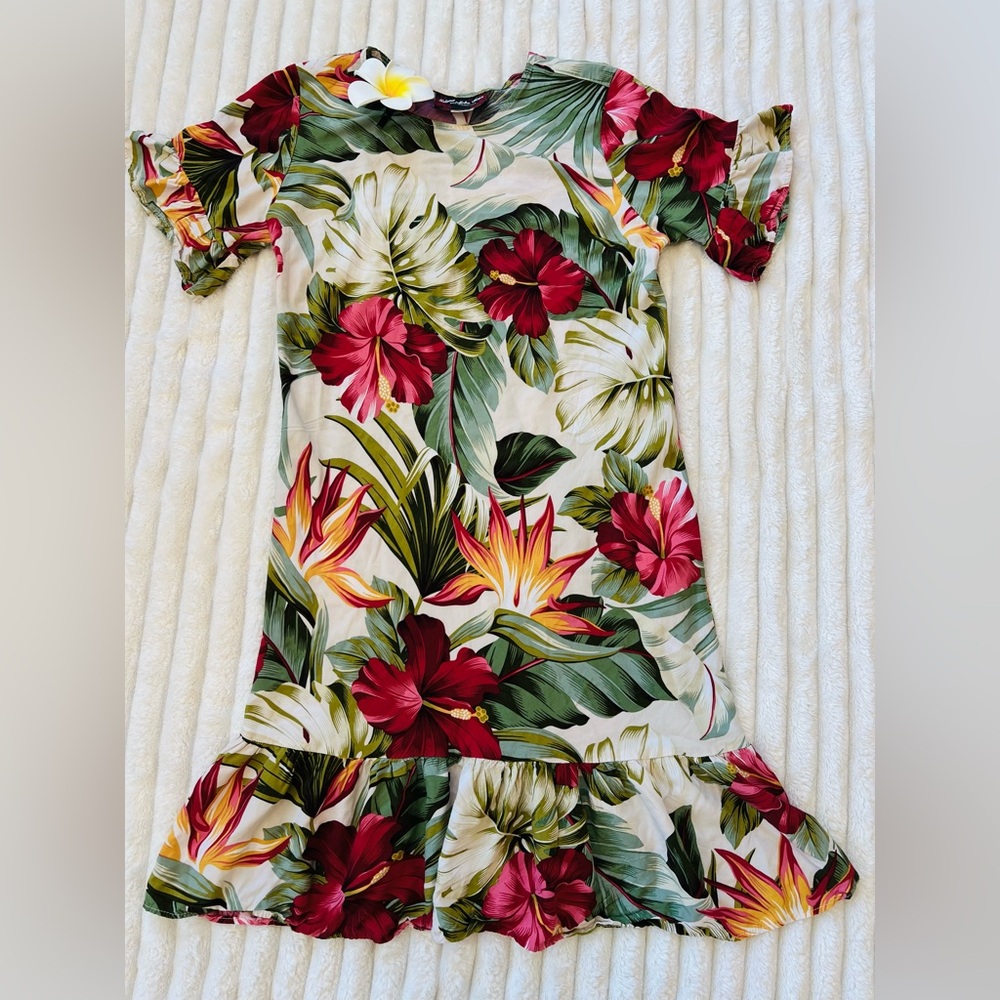 2 Dresses for $19! Hawaiian Floral Tropical Dress Plumeria Hair Clip included!